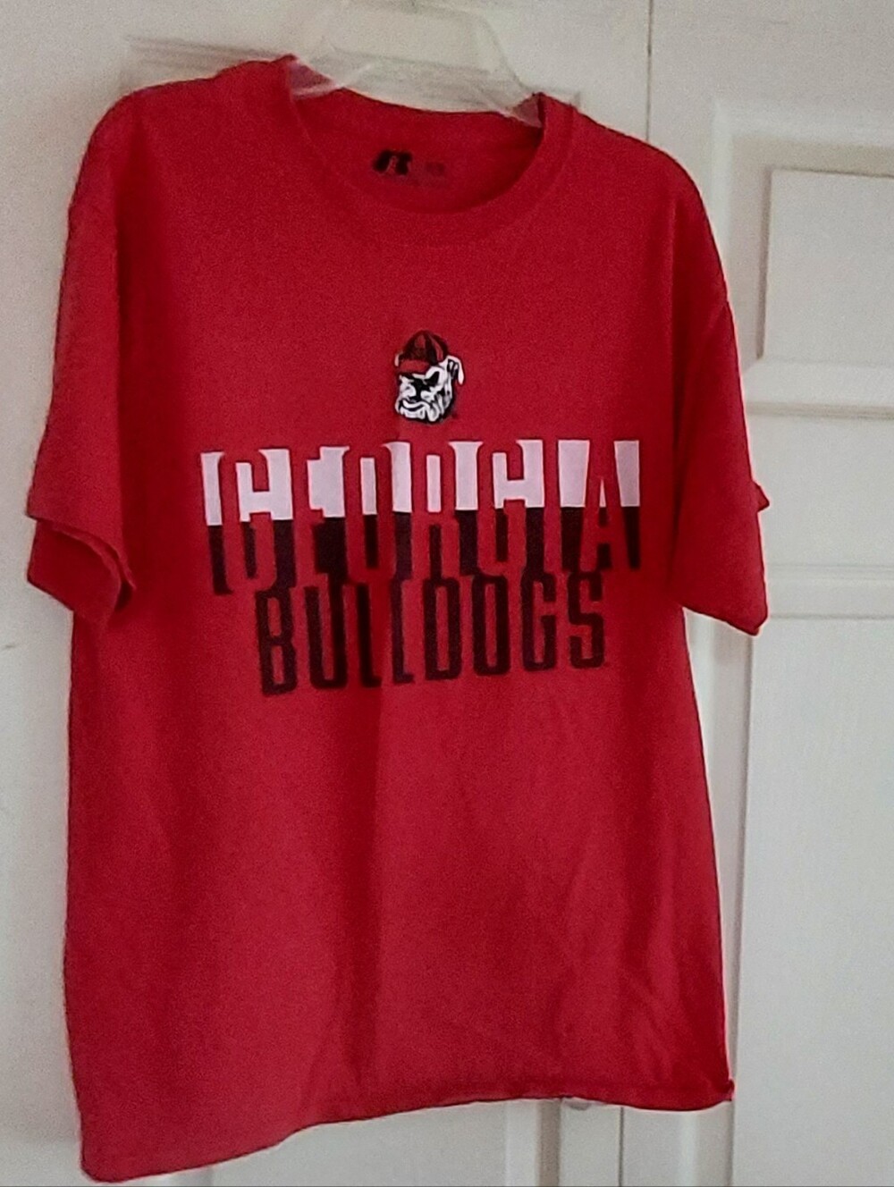 Georgia Bulldogs T Shirt Mens Medium NCAA Football Athens Red Black Tee  Russell